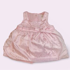 Guess Baby Girl Pink Satin A-Line Poof Dress 0-3M Formal Bow Detail